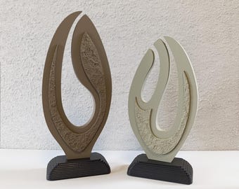 Abstract Wood Sculpture Set: Nordic Minimalist Table Decor, Custom Color