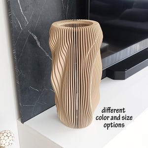 Artistic Parametric Wood Vase: Modern Home Decor Accent