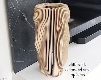 Künstlerische Parametrische Holzvase: Moderner Wohndekor Akzent