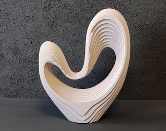Modern Abstract Wood Sculpture: Layered 3D Geometric Art