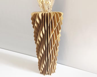 Modern Geometric Wood Vase: 3D Printed Eco-Friendly Decor
