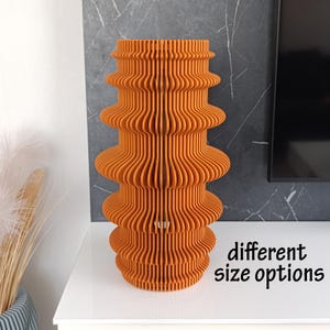 Tall Orange Wooden Vase: Modern Nordic Home Decor