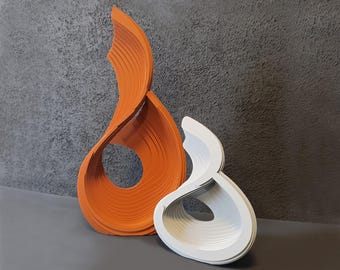 Modern Layered Wood Sculpture: Custom Color Abstract Home Decor
