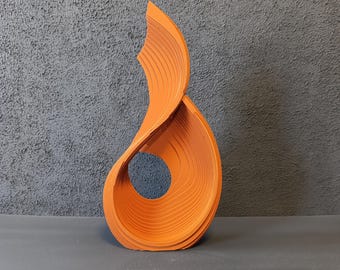 Abstrakte Holzskulptur: Parabolische Schichtkunst, mit anpassbarer Farbe