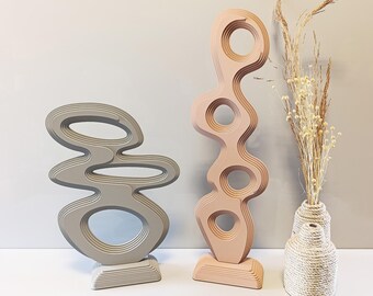 Modern Abstract Wood Sculpture: Geometric Art Decor, Custom Color