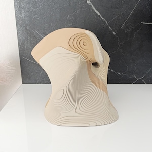Modern Abstract Wood Sculpture: Geometric Desk Decor, Minimalist Art Object