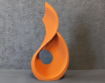 Modern Abstract Wood Sculpture: Parabolic Layered Art, Customizable Color