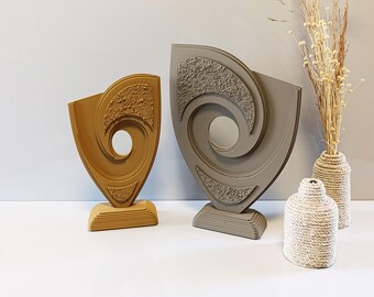 Geometric Wood Sculpture: Handmade Modern Art Decor