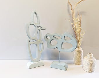 Geometric Wood Sculpture: Abstract Minimalist Boho Decor, Custom Color