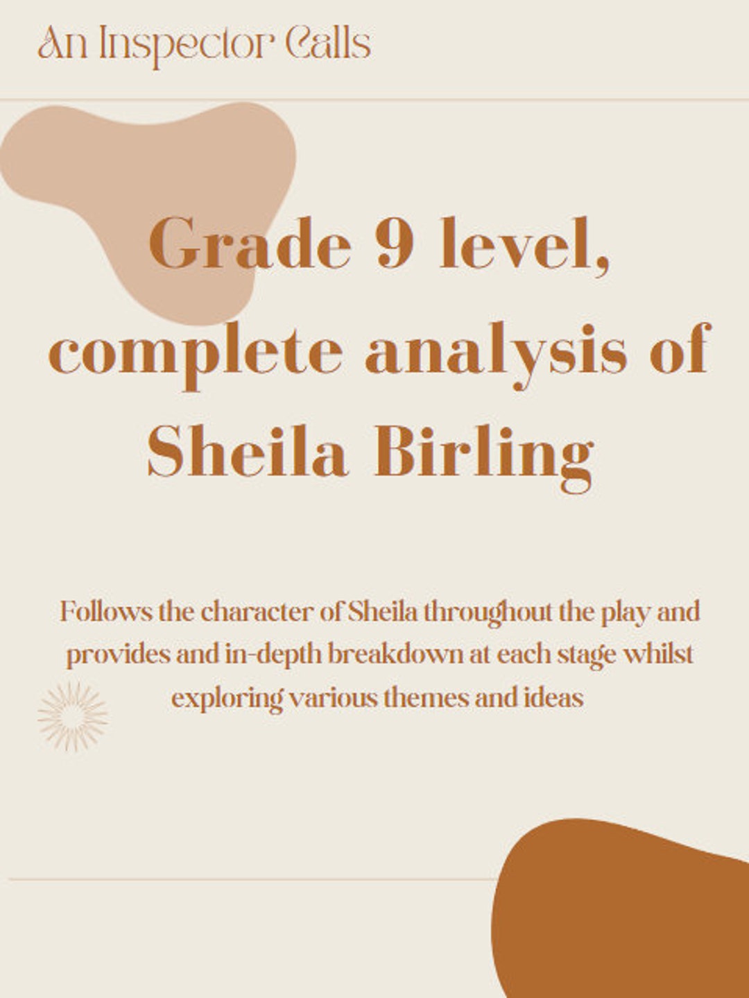 An Inspector Calls Grade 9 Level Complete Character Analysis Etsy