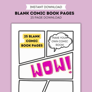 Blank Comic Book Pages Digital Download Print and Fill Comic Book