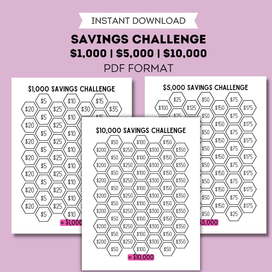 Money Savings Challenge Printable PDF Digital Download Instant Money Savings Challenge Printable PDF Digital Download Instant