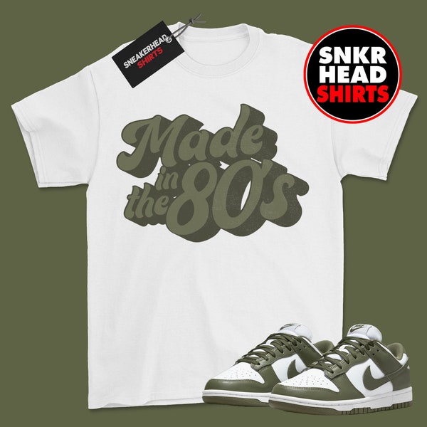 80's, Shirt to Match Dunk Low Medium Olive Green DD1503-120 Matching Sneaker Tee