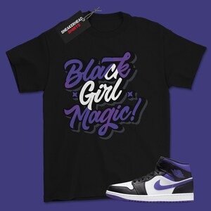 Magic, Jordan 1 Mid Court Purple White Black 554724-095 Matching Sneaker Shirt