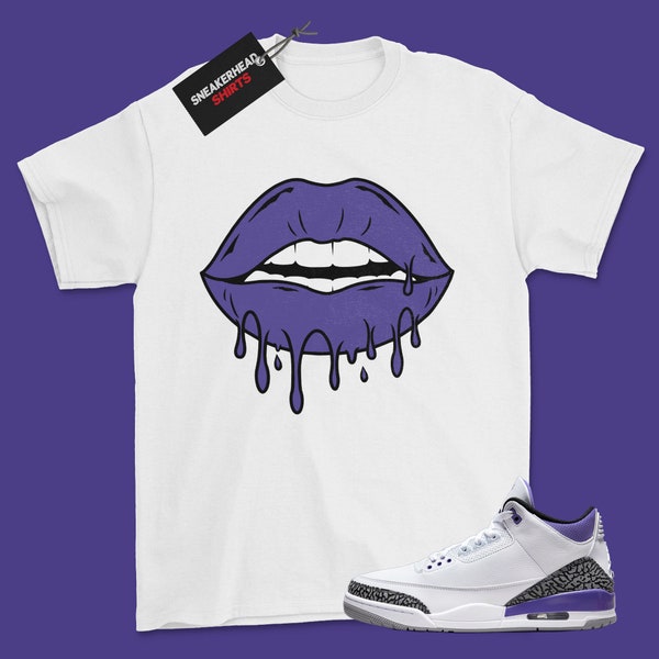 Lips, Jordan 3 Retro Dark Iris CT8532-105 Matching Sneaker Shirt