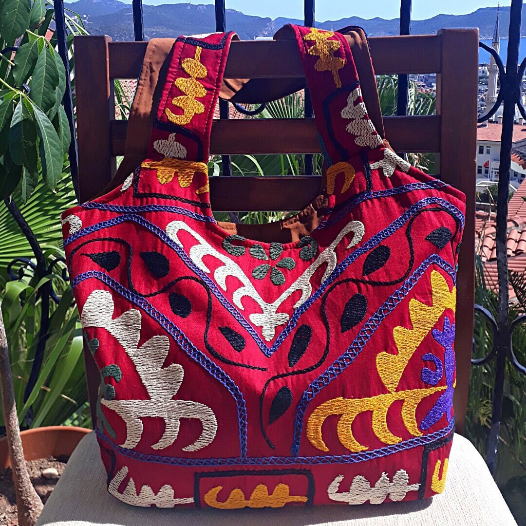 Boho Shoulder Bag Purple Boho Bag Embroidered Shoulder Bag Etsy