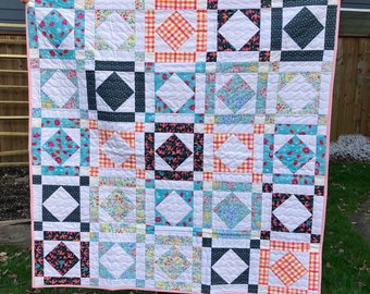 Blue Patchwork Handmade Baby Quilt