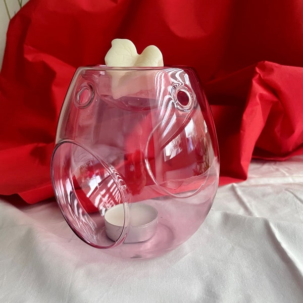 Wax Melt Burner, hand blown glass in light pink, housewarming gift