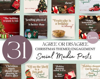 Publications de Noël sur les réseaux sociaux : d'accord ou pas d'accord Modèles Canva