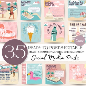 Summertime Social Media Posts, Beach Themed Social Media Templates, Ready To Post Engagement Posts, Instagram Social Media Engagement Posts,