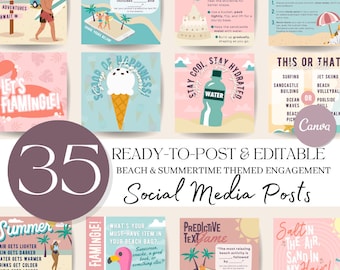 Publications de plage sur les réseaux sociaux : modèles de fiançailles estivales (Canva, 36)