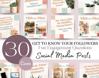 31 publications sur les réseaux sociaux : modèles Canva (téléchargement numérique)