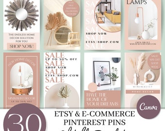 Modèles d'épingles Pinterest de la boutique Etsy : modèles de décoration intérieure sur toile (téléchargement numérique)