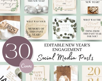 Modèles de médias sociaux du Nouvel An : publications Canva captivantes (PDF)