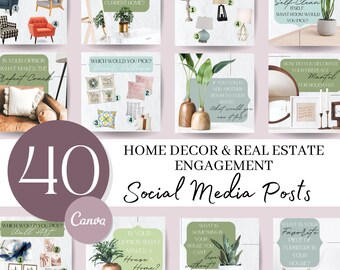 Décoration d'intérieur et immobilier Messages d'engagement sur les réseaux sociaux (Canva)