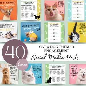Pet Social Media Posts: Dog & Cat Engagement Templates (Canva)