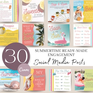 Sommer Social Media Posts, Summertime Engagement Social Media Posts, Bereit zum Posten Social Media, Canva Templates Posts, Instagram Posts