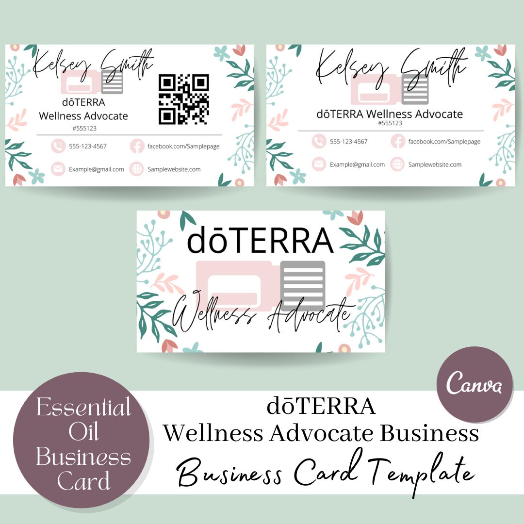 Essential Oil Business Card Template, Doterra Business Card Canva