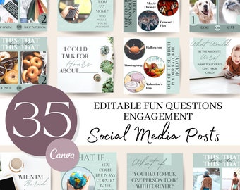 Modèles de questions sur l'engagement : 35 publications prêtes à publier sur les réseaux sociaux (Canva)