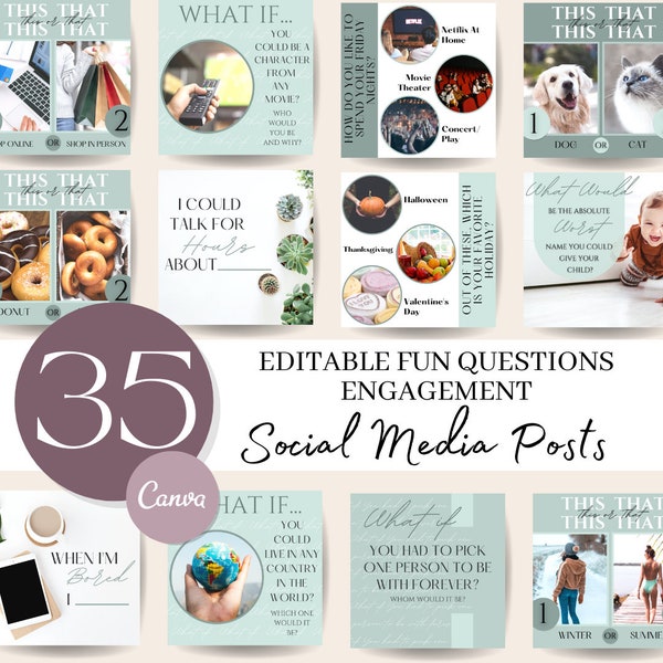 Engagement Questions Social Media Posts, Social Media Canva Templates, Ready To Post Social Media Content, Ready Made Instagram Posts,