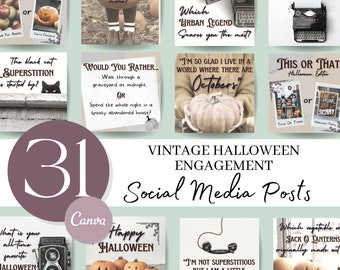Publications vintage d'Halloween sur Instagram : modèles Canva pour réseaux sociaux