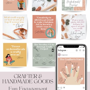 Crafter Social Media Posts: Engagement Templates (canva) - Etsy