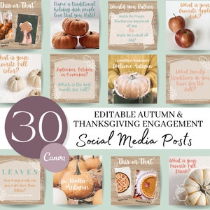 Herbst Erntedank Social Media Posts: Canva Vorlagen (Digitaler Download)