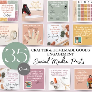 Sociale media-berichten met Crafters-thema, Craft Business sociale-mediaberichten, Facebook-betrokkenheidsberichten, betrokkenheidsberichten, sociale media,