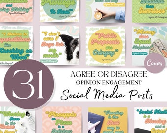 Agree or Disagree Social Media Posts: Canva Templates (Digital Download)
