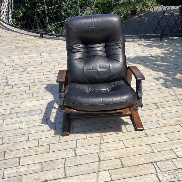 Vintage Scandinavian Leather Armchair Lounge Chair By Arnt Lande For Westnofa Norway