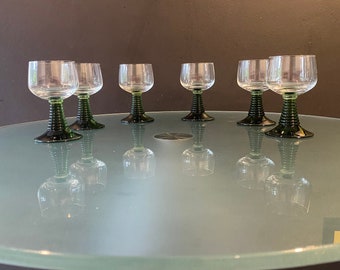 Vintage Roemer White Green Shot Glasses, Römer Colored, Vodka Liquor Schnaps