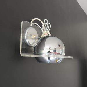 Harvey Guzzini Chrome Wall Lamps / Italian Design / Space Age / 1970s / Meblo Guzzini Bedside Lamp