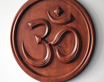 Om wall art, Wooden Yoga Om, Om Sign, Meditation altar, Yoga lover, Sacred symbol, Boho home decor, Hand carved wood, valentine&#39;s day gift