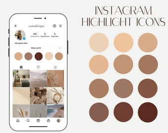 Instagram Story Highlight Icons, Brown IG Icons, Beige Instagram Icons Story Highlight Stories, Brown color palette, Neutral Instagram Icons
