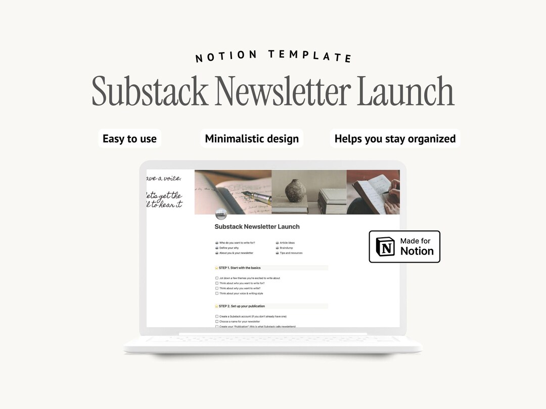 Substack Newsletter Launch Notion Template Roadmap for Substack Writers ...