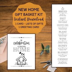 New Home Gift Basket Ideas, New Home Card DIY Kit, Housewarming Gift Kit, Housewarming Gift Basket, Printable Gift Tags, INSTANT DOWNLOAD