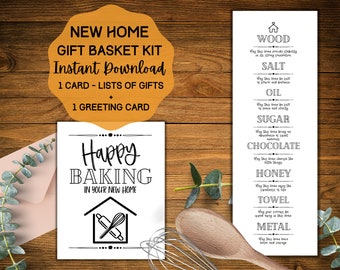 New Home Gift Basket Ideas, New Home Card, Housewarming Baking Gift Tags, Baking Gift Basket Printable, New Home Owners, INSTANT DOWNLOAD