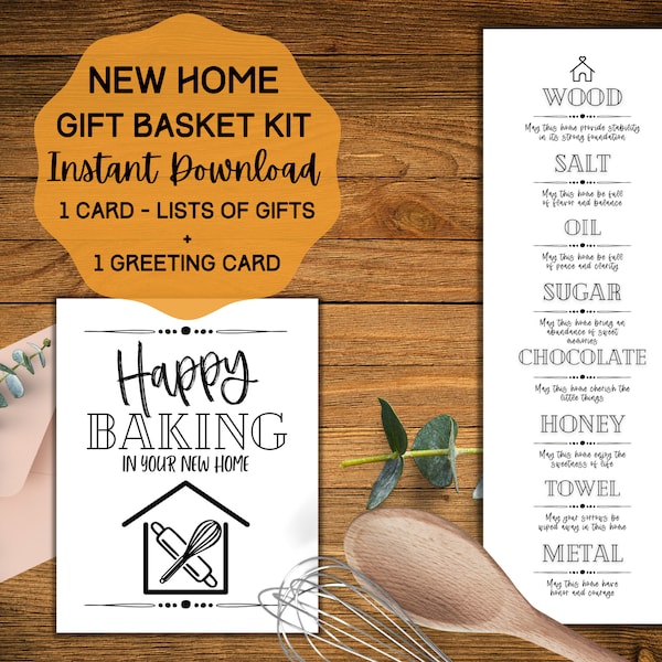 New Home Gift Basket Ideas, New Home Card, Housewarming Baking Gift Tags, Baking Gift Basket Printable, New Home Owners, INSTANT DOWNLOAD