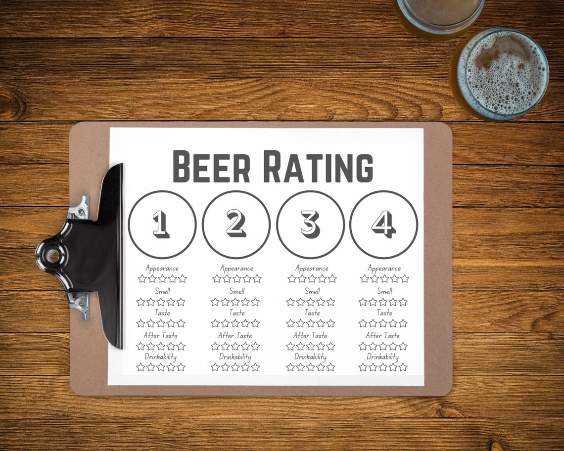 Beer Tasting Placement Beer Tasting Rating Card Beer Tasting Etsy