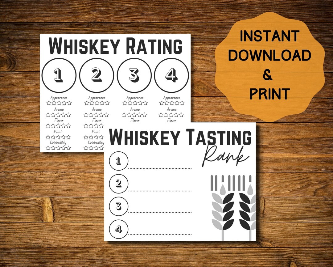 Whiskey Taste Test, Whiskey Rating Card, Whiskey Tasting, Instant